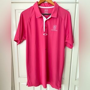Oakley hydrolix hot pink golf polo shirt TPC Jasna Polana Free shoulder men's M